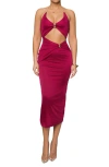 Jluxlabel Cutout Chain Halter Midi Dress In Pink