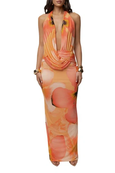 Jluxlabel Dawn Draped Maxi Dress In Orange