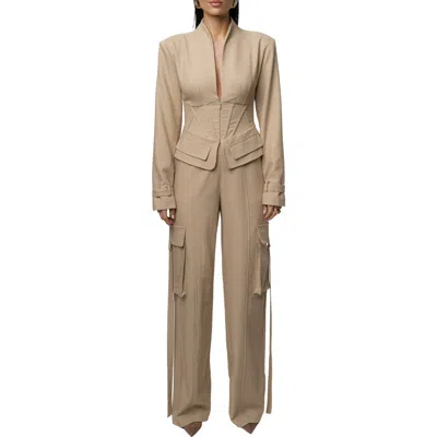Jluxlabel Day Off Cargo Jumpsuit In Brown