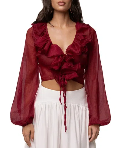 Jluxlabel Delilah Ruffled Top In Berry