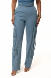 Jluxlabel Denim Utility Pants In Blue