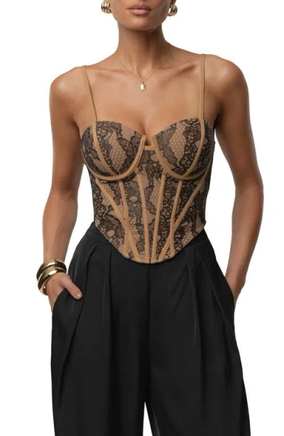 Jluxlabel Desire Lace Underwire Corset Top In Brown