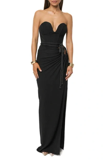 Jluxlabel Destination Sleeveless Corset Top & Skirt Set In Black