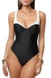 Jluxlabel Destinations Underwire One-piece Swimsuit In Black