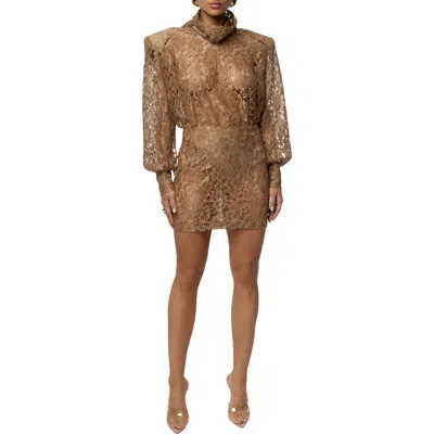 Jluxlabel Devotion Lace Bodysuit & Skirt Set In Brown