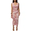 Jluxlabel Divine Drape Mesh Skirt Set In Pink