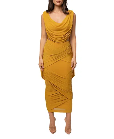 Jluxlabel Divine Drape Mesh Skirt Set In Yellow