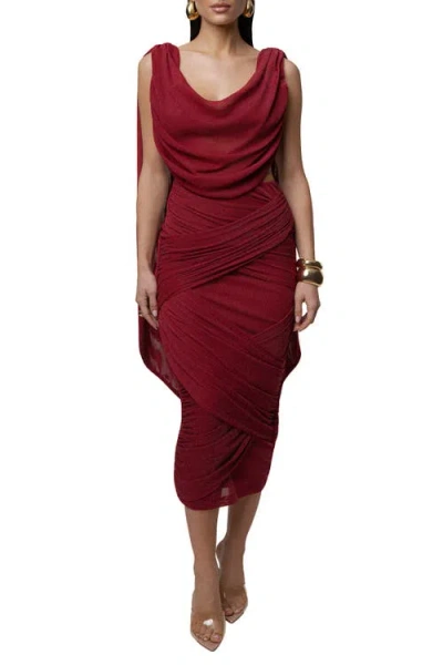Jluxlabel Divine Drape Skirt Set In Red