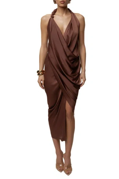 Jluxlabel Dolce Drape Dress In Brown