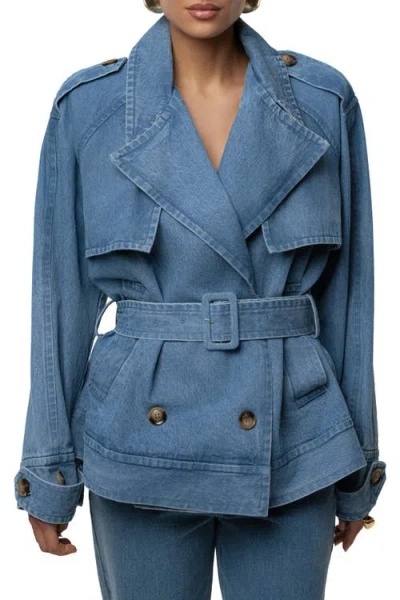 Jluxlabel Double Breasted Denim Jacket In Blue