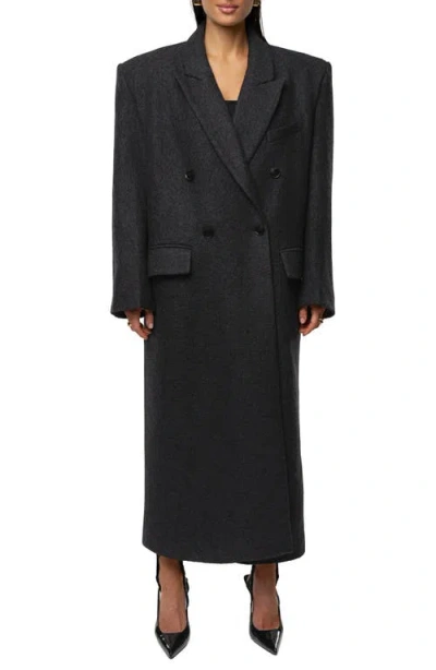 Jluxlabel Double Breasted Wool Blend Coat In Black