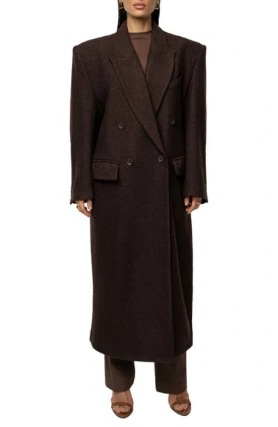 Jluxlabel Double Breasted Wool Blend Coat In Brown