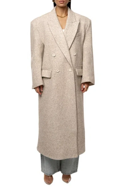 Jluxlabel Double Breasted Wool Blend Coat In White