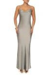 Jluxlabel Down The Aisle Open Back Satin Gown In Green