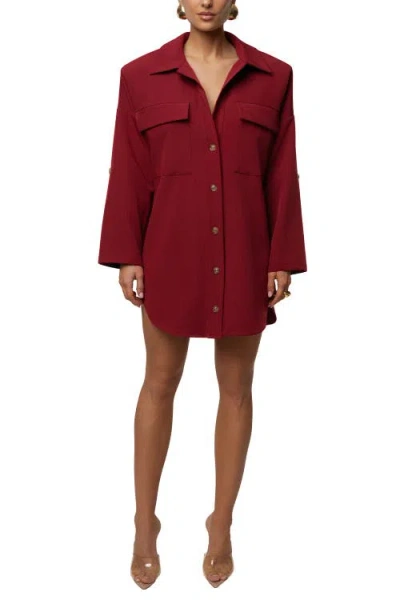 Jluxlabel Downtime Collared Shirt Dress In Red
