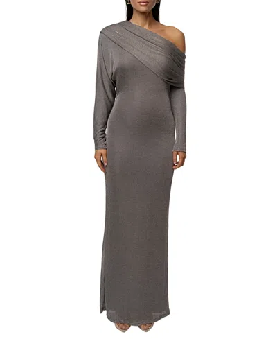 Jluxlabel Drape And Shine Maxi Dress In Gray