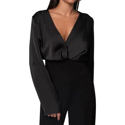 Jluxlabel Drape Satin Top In Black