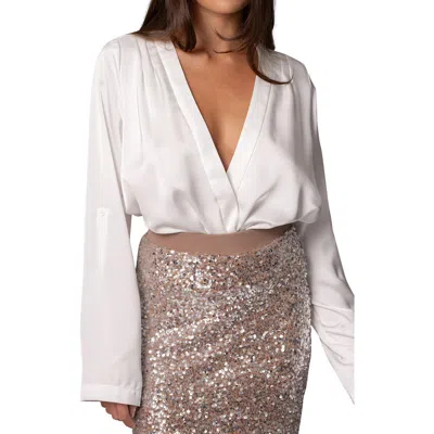 Jluxlabel Drape Satin Top In White