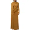 Jluxlabel Draped Elegance Long Sleeve Gown In Gold
