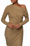 Jluxlabel Draped One-shoulder Bodysuit In Green