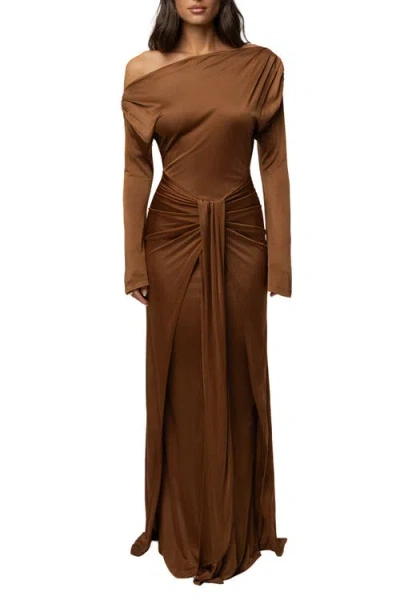 Jluxlabel Draped Perfection Maxi Dress In Brown