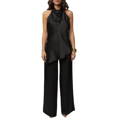 Jluxlabel Draped Satin Pant Set In Black
