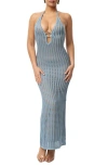 Jluxlabel Dream Open Stitch Halter Dress In Blue