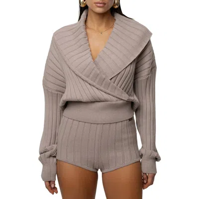 Jluxlabel Ease Forward Knit Top In Brown