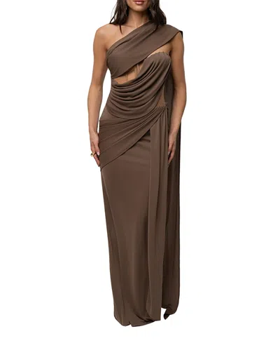 Jluxlabel Empress Of Hearts Maxi Gown In Brown
