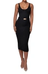 Jluxlabel Envy Belted Body-con Midi Sweater Dress In Black