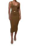Jluxlabel Envy Belted Body-con Midi Sweater Dress In Green