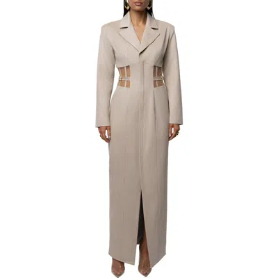 Jluxlabel Faux Suede Maxi Coatdress In Nude