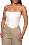 Jluxlabel Fenix Strapless Cotton & Linen Corset Top In White