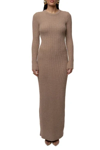Jluxlabel First Class Ribbed Maxi Dress In Brown