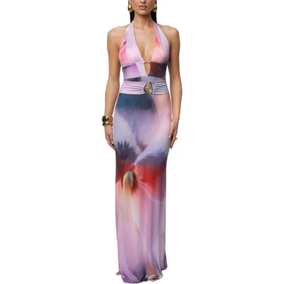 Jluxlabel Floral Blossom Print Maxi Dress In Brown