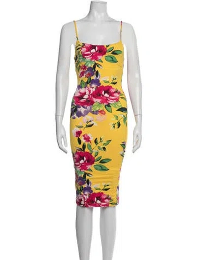 Pre-owned Jluxlabel Floral Print Knee-length Dress In Yellow