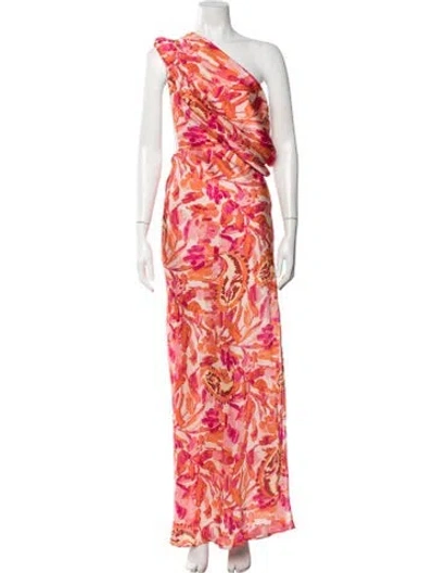 Pre-owned Jluxlabel Floral Print Long Dress In Orange