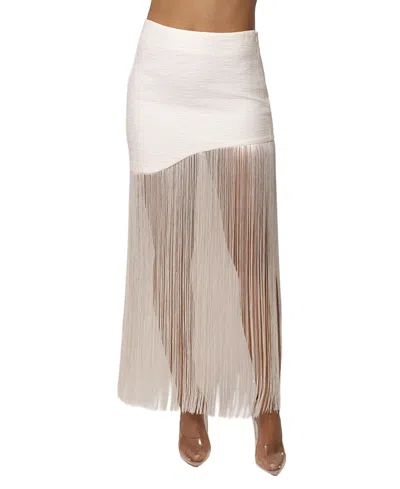 Jluxlabel Gala Nights Fringe Skirt In White