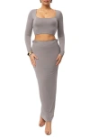 Jluxlabel Geneva Long Sleeve Crop Top & Skirt