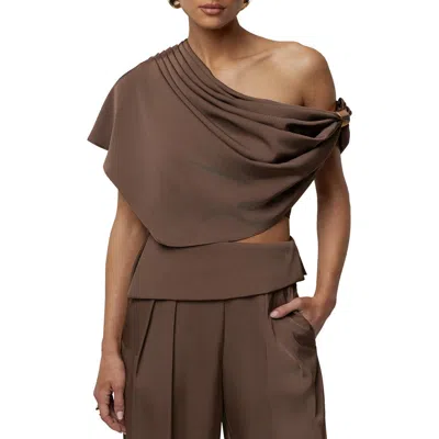 Jluxlabel Gleam And Glow Satin Top In Brown