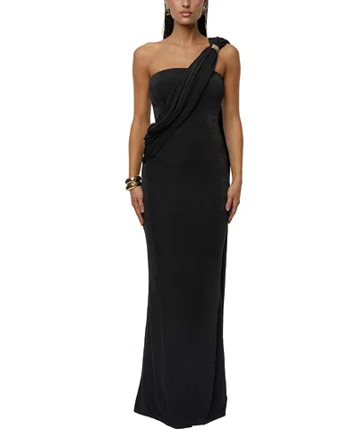 Jluxlabel Golden Veil Maxi Dress In Black