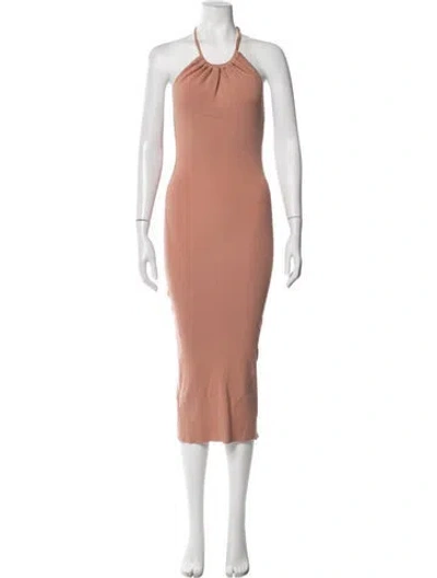Pre-owned Jluxlabel Halterneck Midi Length Dress In Neutrals