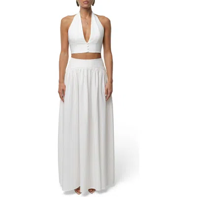 Jluxlabel Haven Halter Crop Top & Maxi Skirt Set In White