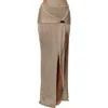 Jluxlabel Hazel Metallic Knit Maxi Skirt In Brown