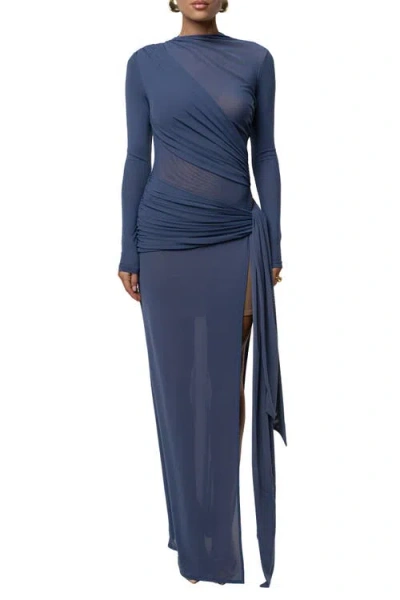 Jluxlabel Heatwave Mesh Maxi Dress In Blue