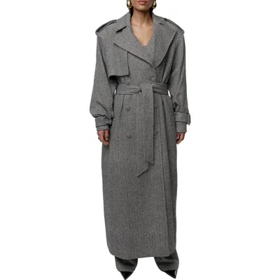 Jluxlabel Herringbone Oversized Trench Coat In Gray