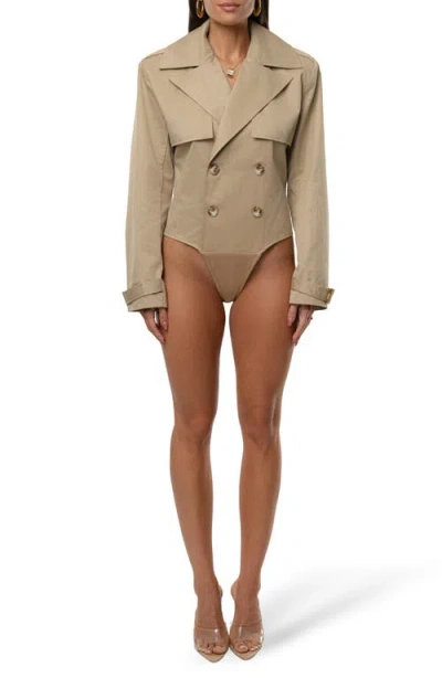 Jluxlabel Horizons Double Breasted Trench Bodysuit In White