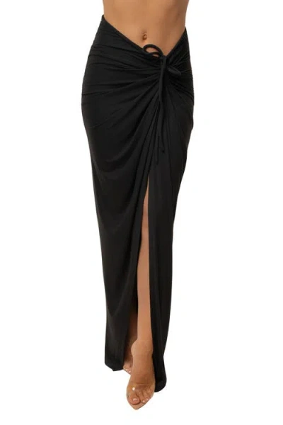 Jluxlabel Island Drape Maxi Skirt In Black