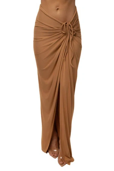 Jluxlabel Island Drape Maxi Skirt In Brown