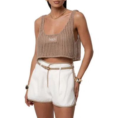 Jluxlabel Island Nights Open Knit Crop Top In Sand